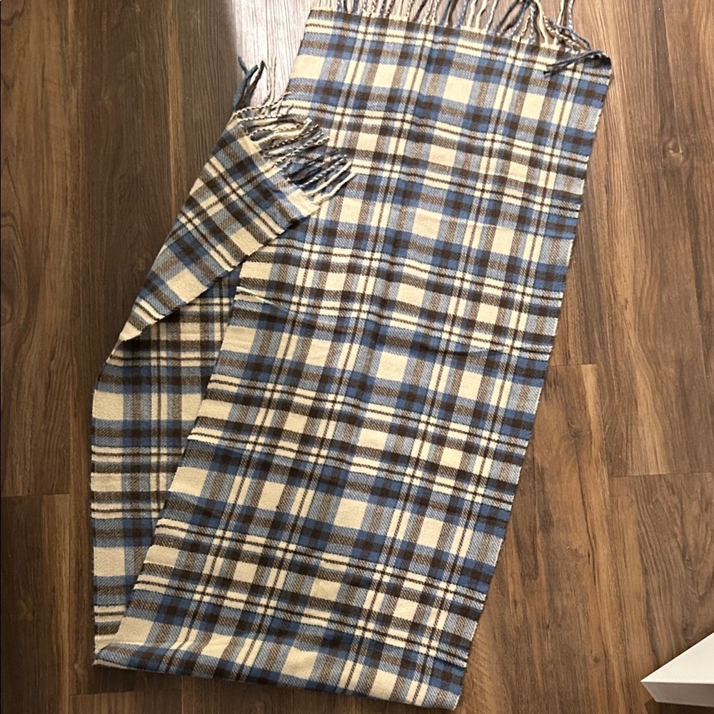 Zara Checkered Scarf in Blue and Brown